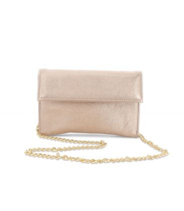 Borsa pochette con tracolla in pelle rame bj054